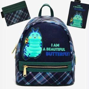 Loungefly Disney A Bug's Life Heimlich Plaid Mini Backpack and Cardholder